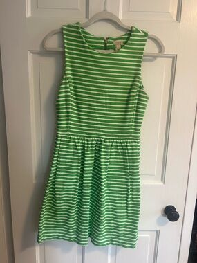 Jcrew green striped dress
